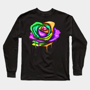 Painted And Colored Rose For Mardi Gras Long Sleeve T-Shirt